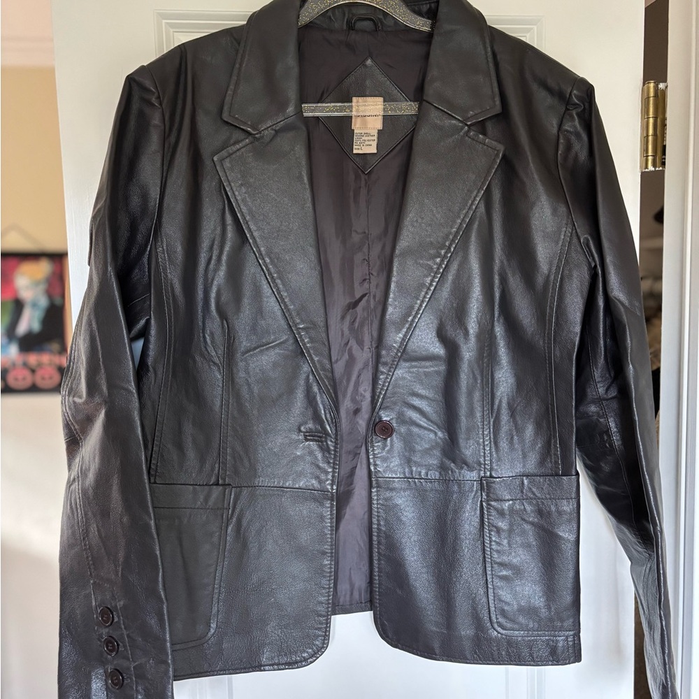 Women's Deep Brown‎ Leather Blazer/Jacket